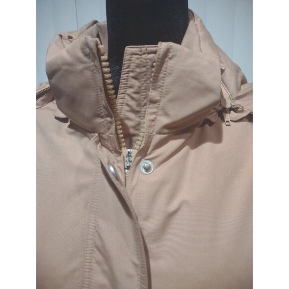 Snozu Down Feather Hooded Puffer Jacket Ski Coat Faux Fur Womens Sz S Tan Brown - Picture 13 of 16